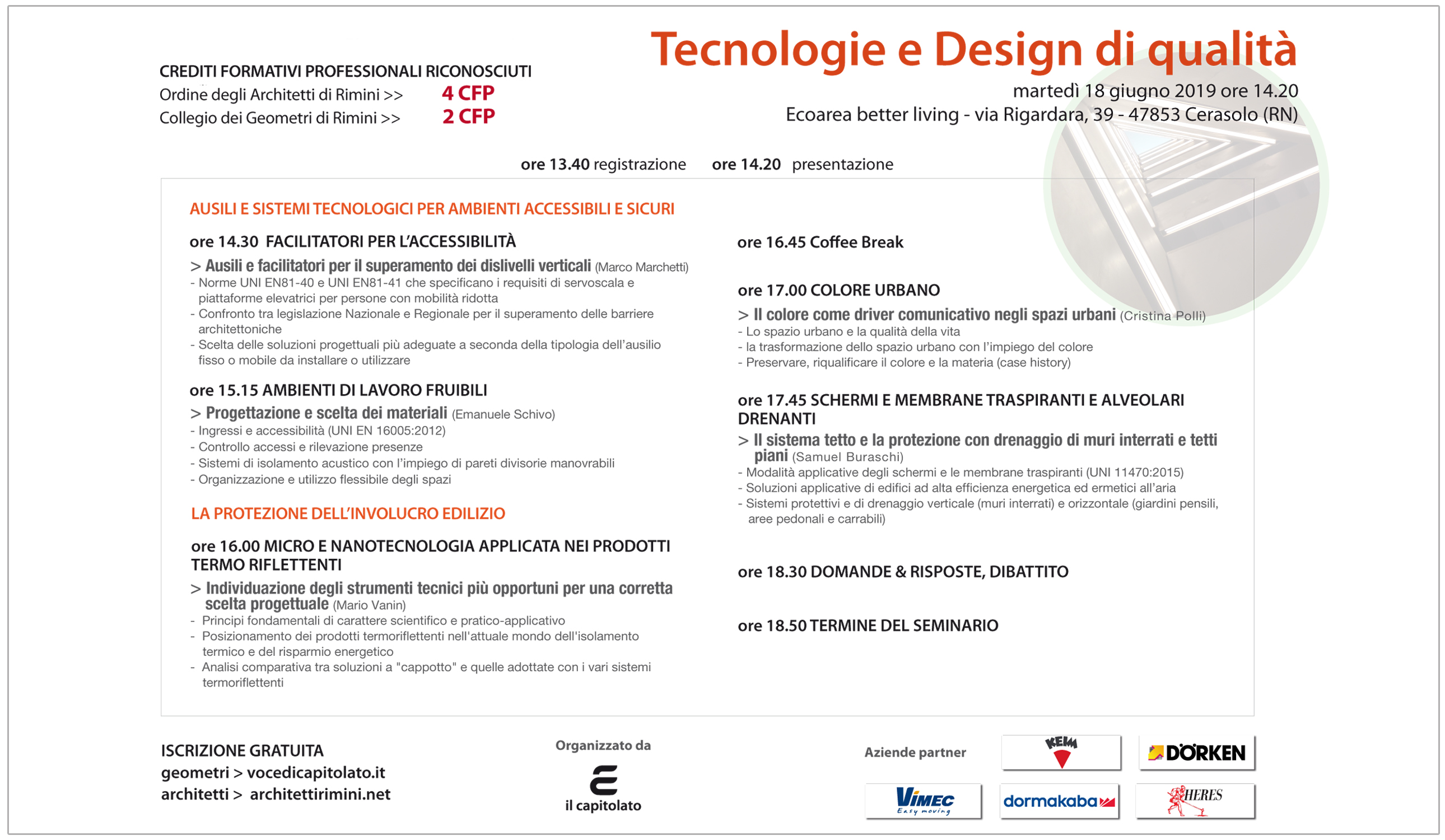 Seminario gratuito “Tecnologie e design di qualità” – 18.06.2019 ore 14.20 Rimini