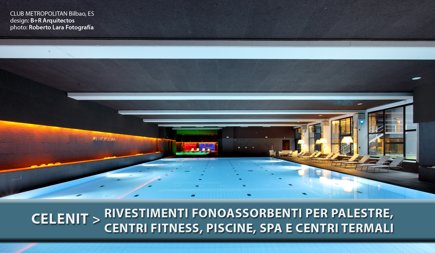 Rivestimenti fonoassorbenti per palestre, centri fitness, piscine, spa e centri termali.