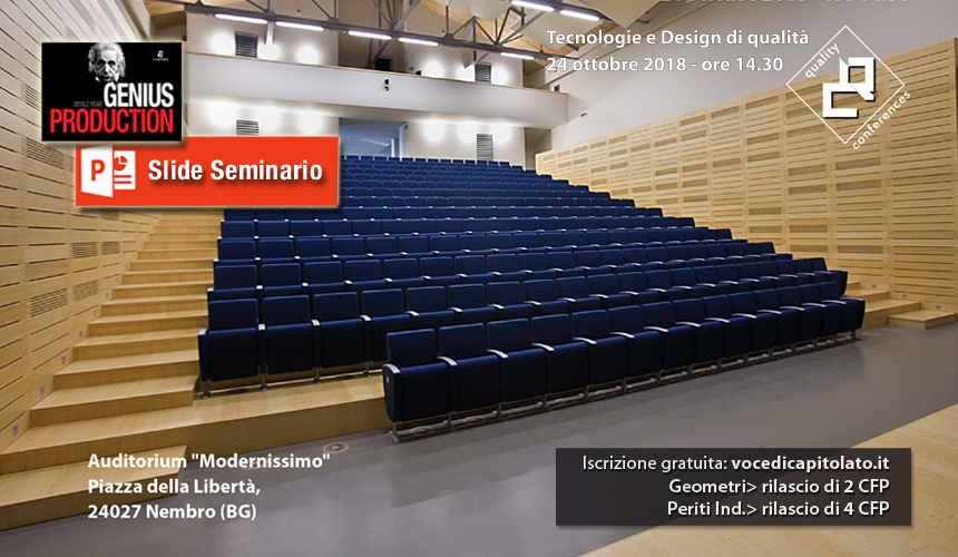 Seminario gratuito “Tecnologie e design di qualità” – 24.10.2018 ore 14.30 Nembro (BG)