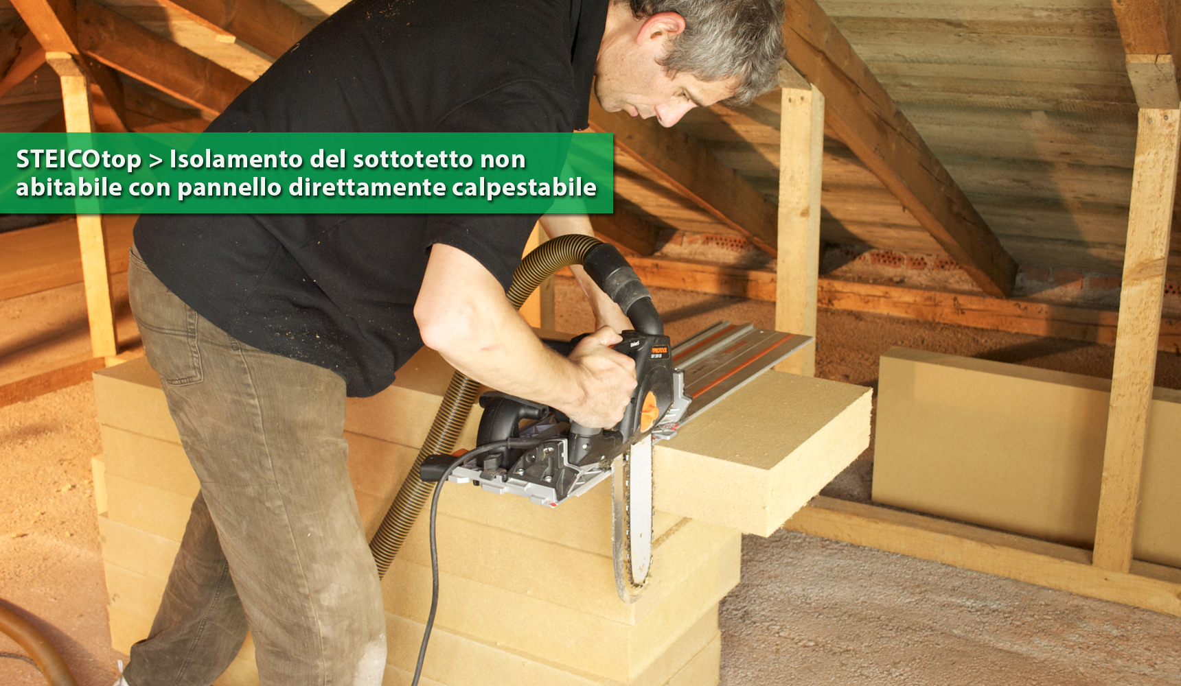 STEICOtop - Isolamento del sottotetto non abitabile con pannello direttamente calpestabile