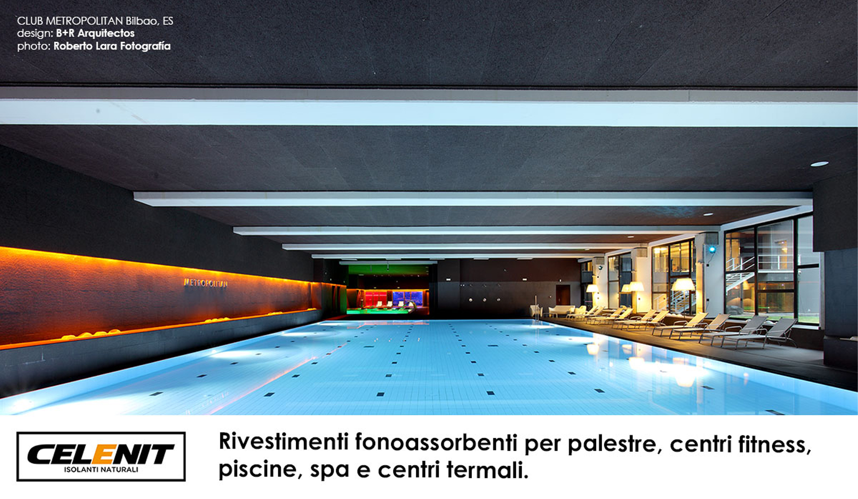 Rivestimenti fonoassorbenti per palestre, centri fitness, piscine, spa e centri termali.