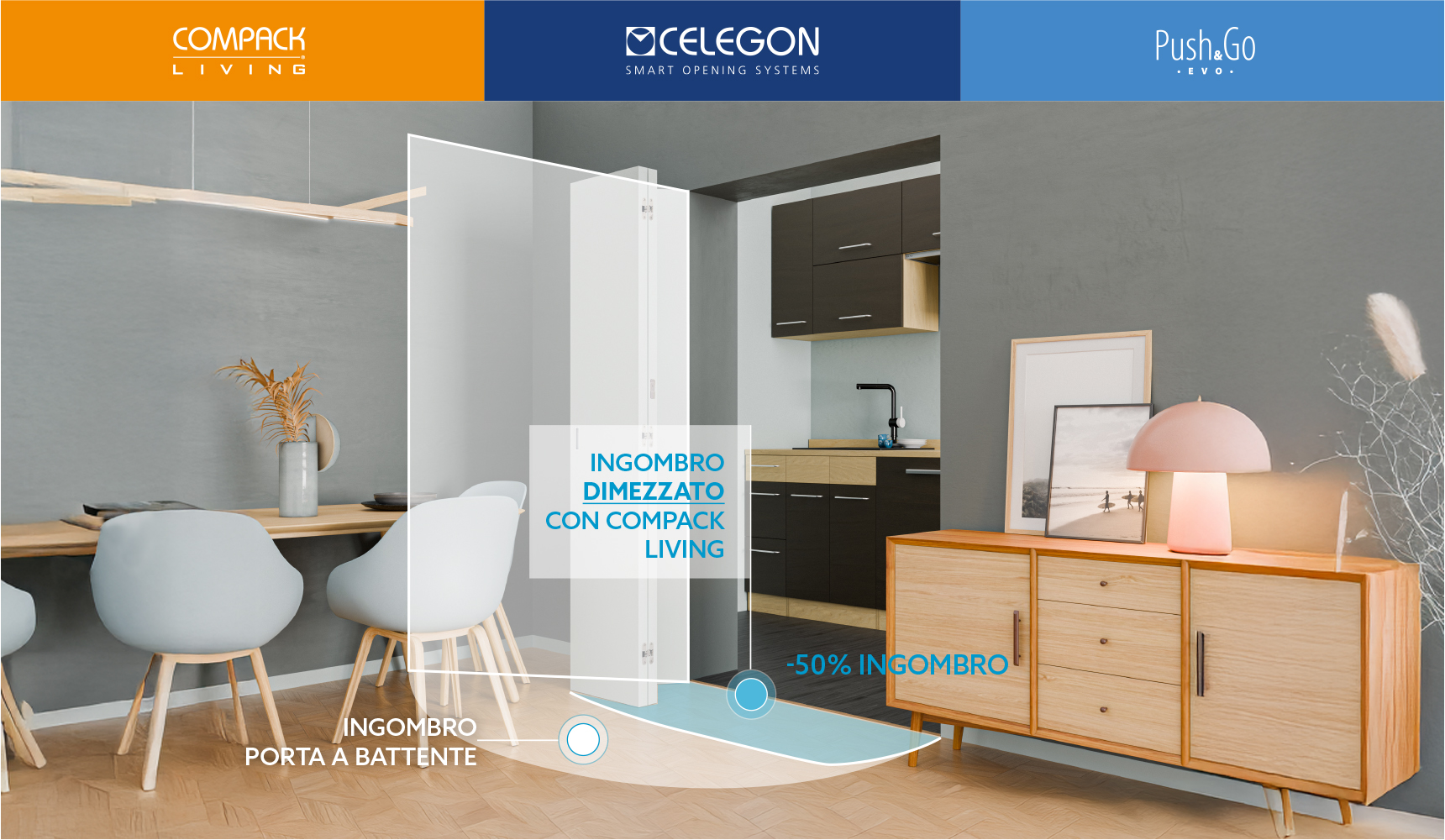 COMPACK LIVING® 180 E Push&Go EVO di Celegon: Spazi Ottimizzati Senza Compromessi
