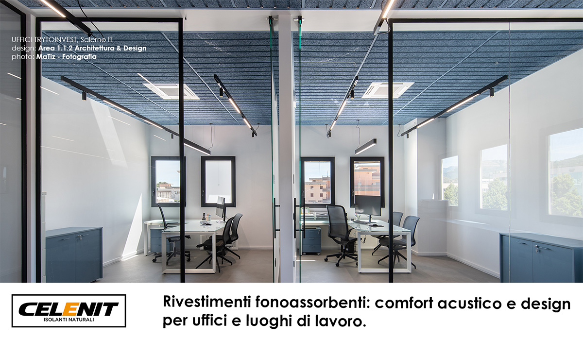 Uffici TryToInvest, comfort acustico e design con i pannelli CELENIT